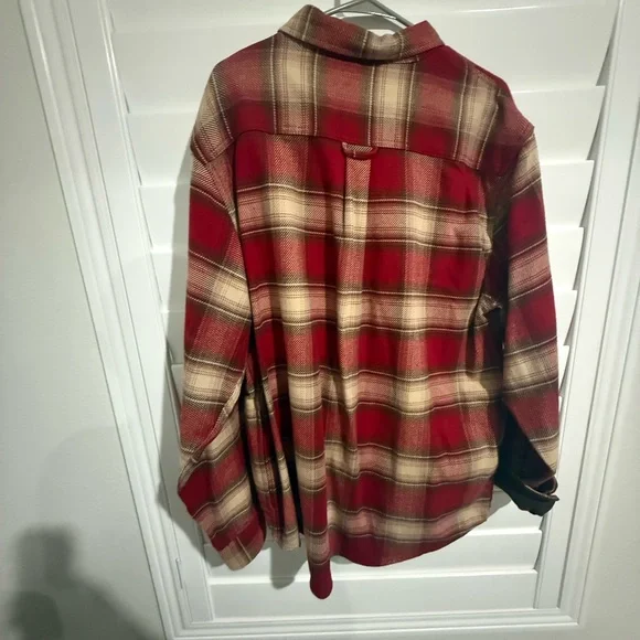 Orvis Red and Cream Plaid Shirt Heavyweight Flannel XL - Picture 8 of 8